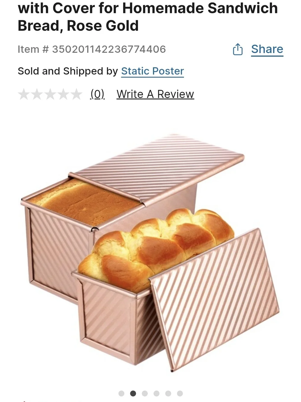 2pc Rose Gold Pullman Loaf Pan Set w/ Lids Nonstick Bread Pans